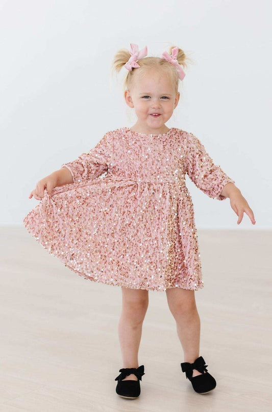 Rose Gold Velvet Sequin Dress - Mila & Rose ® - Flyclothing LLC