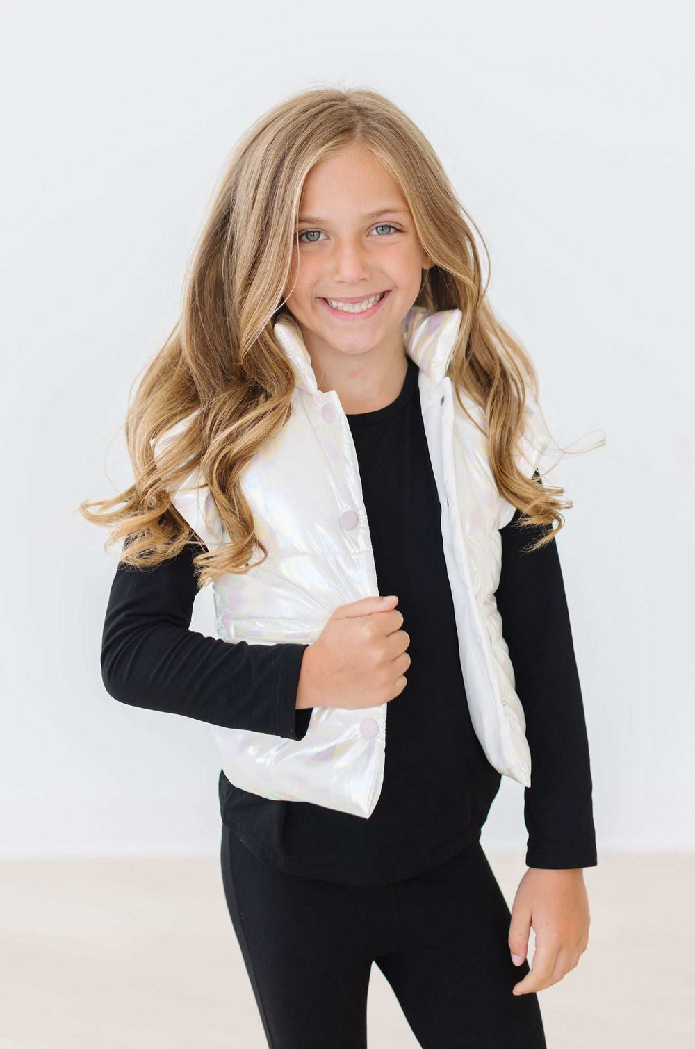 White Checker Puffer Vest - Mila & Rose ® - Flyclothing LLC