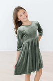 Sage Velvet Twirl Dress - Mila & Rose ® - Flyclothing LLC