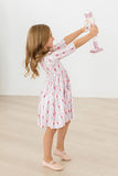 Pink Nutcracker 3/4 Sleeve Pocket Twirl Dress