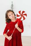 Red Velvet Ruffle Twirl Dress - Mila & Rose ® - Flyclothing LLC