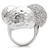 0W121 - Rhodium Brass Ring with AAA Grade CZ in Clear - Alamode - Flyclothing LLC