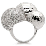 0W121 - Rhodium Brass Ring with AAA Grade CZ in Clear - Alamode - Flyclothing LLC