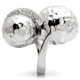 0W121 - Rhodium Brass Ring with AAA Grade CZ in Clear - Alamode - Flyclothing LLC