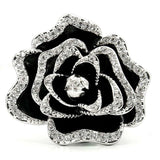 0W252 - Rhodium Brass Ring with Top Grade Crystal in Clear - Alamode - Flyclothing LLC