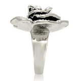 0W252 - Rhodium Brass Ring with Top Grade Crystal in Clear - Alamode - Flyclothing LLC