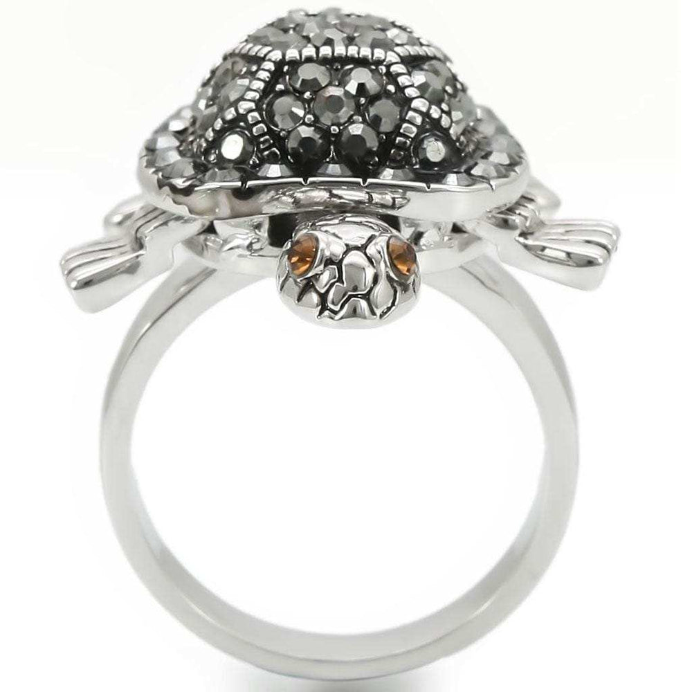 0W285 - Rhodium Brass Ring with Top Grade Crystal in Multi Color - Alamode - Flyclothing LLC