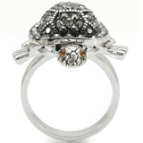 0W285 - Rhodium Brass Ring with Top Grade Crystal in Multi Color - Alamode - Flyclothing LLC
