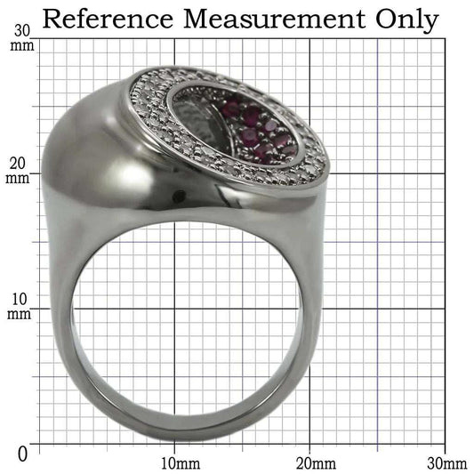 0W304 - Ruthenium Brass Ring with Synthetic Garnet in Ruby - Alamode - Flyclothing LLC