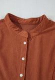 Corduroy Quarter Snap Three-Quarter Sleeve Dress - Trendsi - Flyclothing LLC