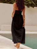 Devine Ruched Halter Neck Midi Dress - Trendsi - Flyclothing LLC