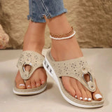 Toe Post Wedge Sandals - Trendsi - Flyclothing LLC