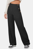 Decorative Button High Rise Pants - Trendsi - Flyclothing LLC