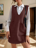 V-Neck Sleeveless Sweater Dress with Pockets - Trendsi - Flyclothing LLC
