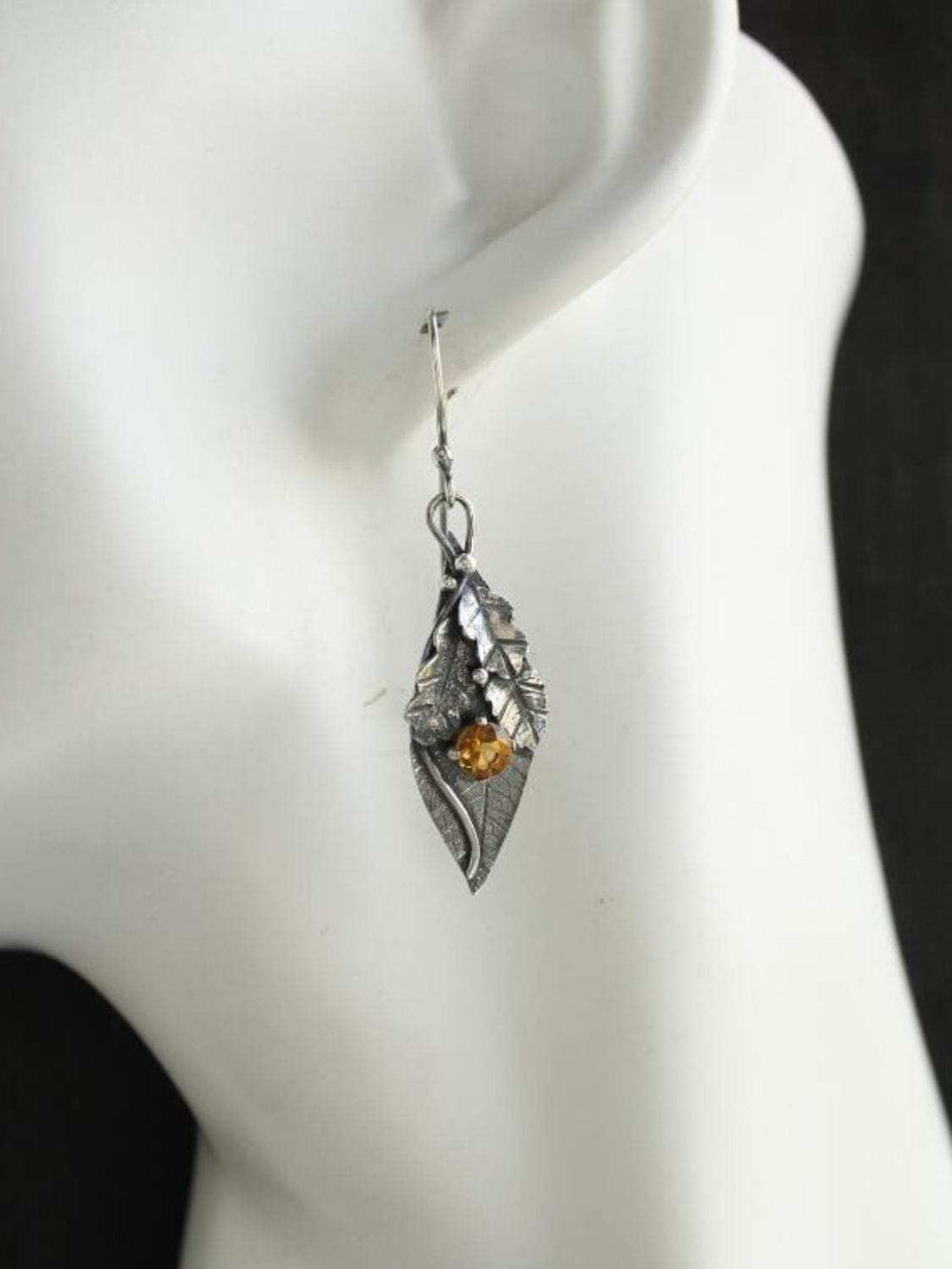 Alloy Rhinestone Leaf Shape Earrings - Trendsi - Flyclothing LLC