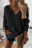 V-Neck Dropped Shoulder Sweater - Trendsi - Flyclothing LLC