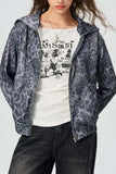 Pocketed Leopard Zip Up Hooded Jacket - Trendsi - Flyclothing LLC