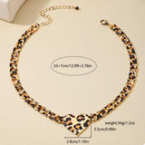 Leopard Heart Chain Necklace - Trendsi - Flyclothing LLC