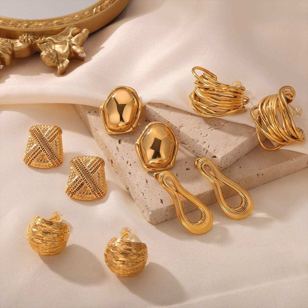 Titanium Steel Geometric Shape Earrings - Trendsi - Flyclothing LLC