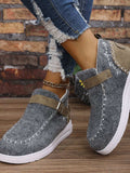 Contrast Round Toe Buckle Sneakers - Trendsi - Flyclothing LLC