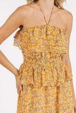 Mittoshop Ruffled Smocked Floral Halter Neck Maxi Dress - Trendsi - Flyclothing LLC