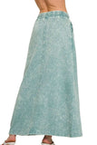 Zenana French Terry Acid Washed Front Slit Long Skirts - Trendsi - Flyclothing LLC