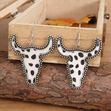 Alloy Animal Print Cow Head Earrings - Trendsi - Flyclothing LLC