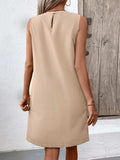 Pocketed Round Neck Sleeveless Mini Dress - Trendsi - Flyclothing LLC