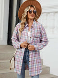Plaid Collared Neck Long Sleeve Shirt - Trendsi - Flyclothing LLC
