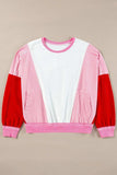 Striped Color Block Round Neck Long Sleeve Sweatshirt - Trendsi - Flyclothing LLC