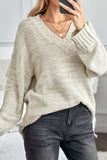 V-Neck Dropped Shoulder Sweater - Trendsi - Flyclothing LLC