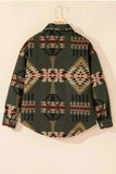 Pocketed Geometric Collared Neck Jacket - Trendsi - Flyclothing LLC