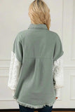 Raw Hem Collared Neck Button Up Long Sleeve Jacket - Trendsi - Flyclothing LLC