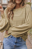 Eyelet Boat Neck Long Sleeve Knit Top - Trendsi - Flyclothing LLC