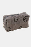 Zenana Smiley Face Corduroy Cosmetic Pouch - Trendsi - Flyclothing LLC