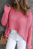 Round Neck High-Low Sweater - Trendsi - Flyclothing LLC