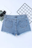 High Rise Crossover Waist Denim Shorts - Trendsi - Flyclothing LLC