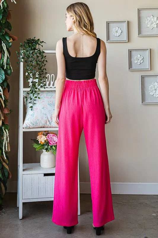 Heimish Full Size Front Tie Pants with Paperbag Waistband Plus Size - Trendsi - Flyclothing LLC