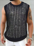 Men's Round Neck Hollow Out Sleeveless Top - Trendsi - Flyclothing LLC