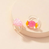 2 Piece Cute Candy Heart Resin Rings - Trendsi - Flyclothing LLC