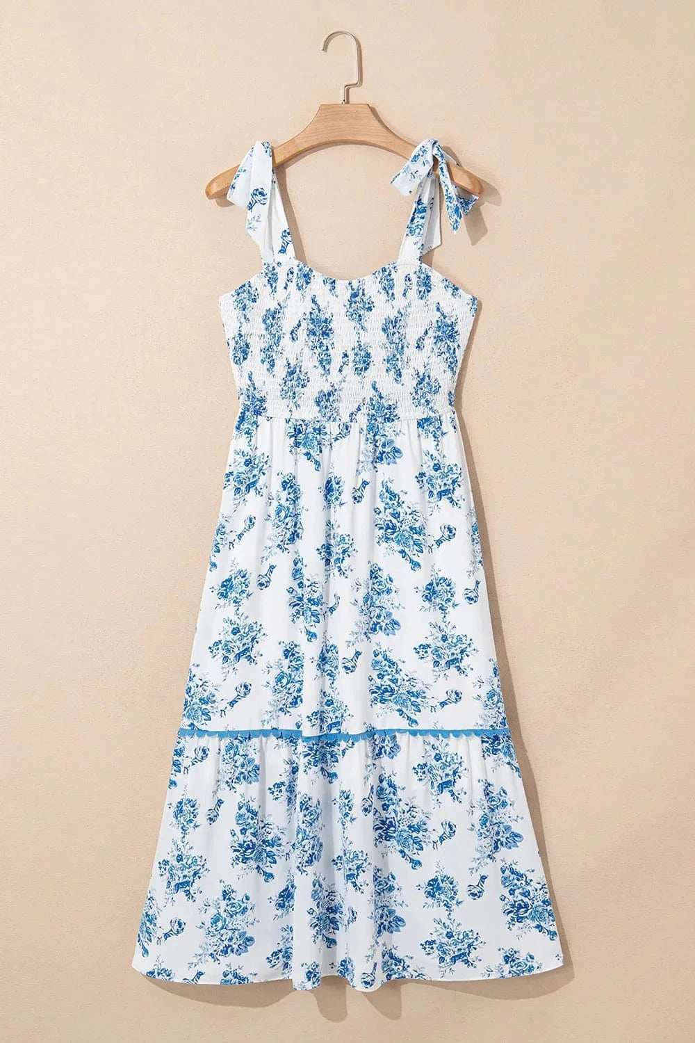 Printed Tie Shoulder Dress - Trendsi - Flyclothing LLC