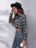 Button Down Printed Cropped Jacket - Trendsi - Flyclothing LLC