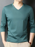 Men's V-Neck Long Sleeve T-Shirt - Trendsi - Flyclothing LLC