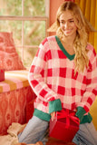 BiBi Christmas Theme Checker Board Sweater - Trendsi - Flyclothing LLC