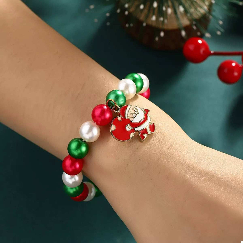 5 Piece Christmas Synthetic Pearl Bracelet - Trendsi - Flyclothing LLC