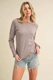 Aemi + Co Lettuce Hemline Round Neck Raglan Sleeve T-Shirt - Trendsi - Flyclothing LLC