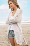 Openwork Side Slit Open Front Long Sleeve Cardigan - Trendsi - Flyclothing LLC