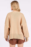 Mittoshop Side Slit Round Neck Drop Shoulder Sweater - Trendsi - Flyclothing LLC