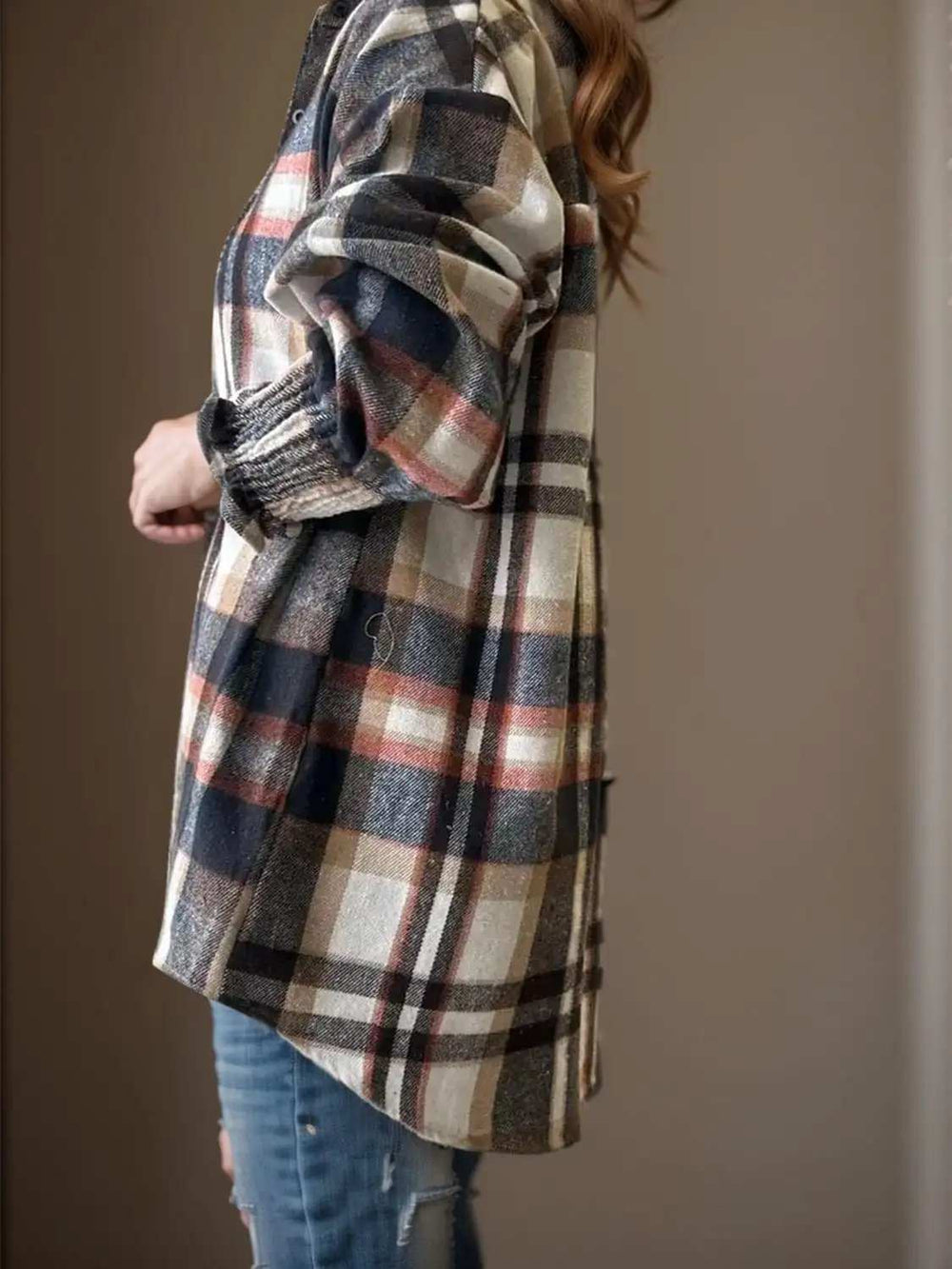 Plaid Button Up Long Sleeve Shirt - Trendsi - Flyclothing LLC