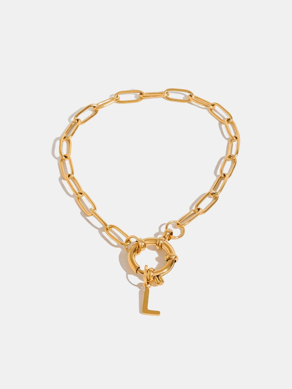 18K Gold-Plated Stainless Steel Letter L Bracelet - Trendsi - Flyclothing LLC